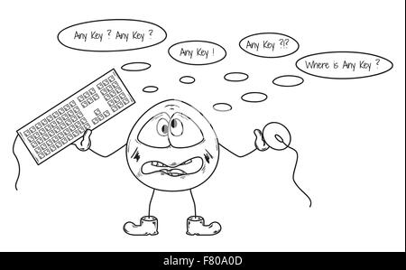funny creature and any key problem, sketch Stock Vector