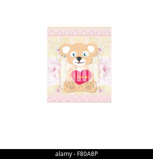 Cute Teddy bear with heart Stock Vector