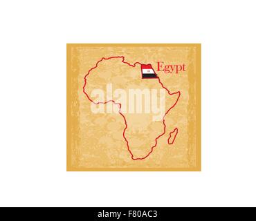 egypt on actual vintage political map of africa Stock Vector