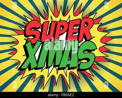 Merry Christmas Super Hero Background Stock Vector