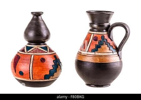 a small ceramic mexican pot isolated over a white background Stock Photo