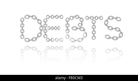 text debts created from chain Stock Vector