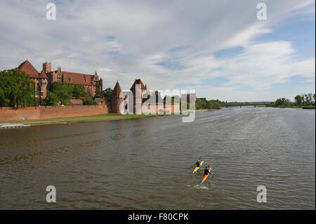 two kayaker, malbork castle, malbork, pomerania, poland Stock Photo