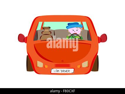 driver in red car Stock Vector