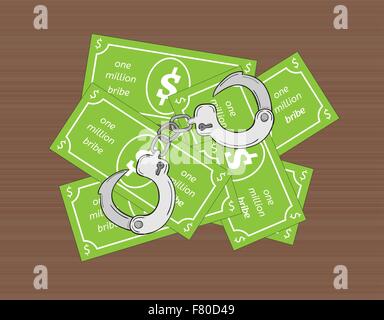bribe and handcuffs Stock Vector