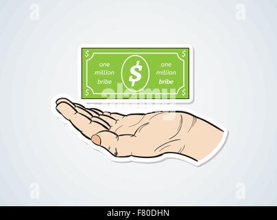 bribe and hand Stock Vector