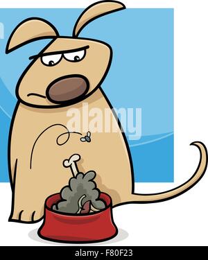 dog and nasty food cartoon Stock Vector