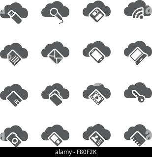 Set of vector icons. Cloud storage concept. Stock Vector