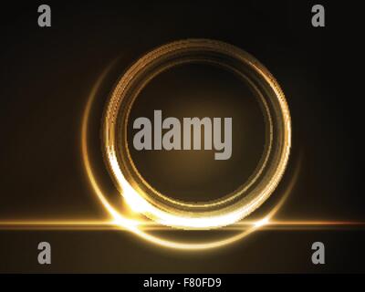 Golden glowing round frame for your text Stock Vector