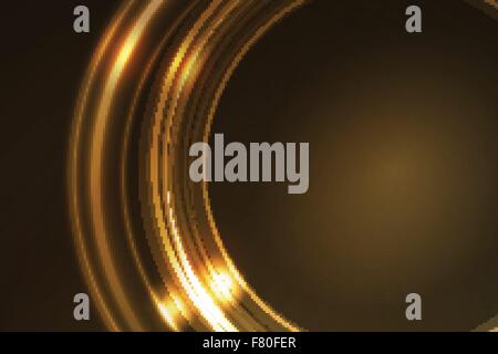 Golden glowing frame of round ring segments Stock Vector