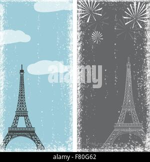 grunge banners with eiffel tower Stock Vector