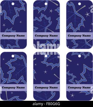 blue tags with maple leaves Stock Vector