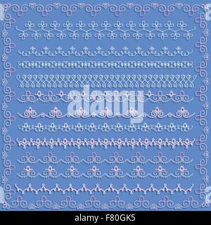 set of white lace borders Stock Vector