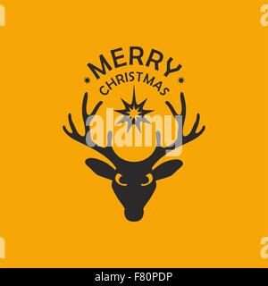 Christmas background and greeting or invitation card with deer and the star of Bethlehem with congratulation text for Christmas Stock Vector