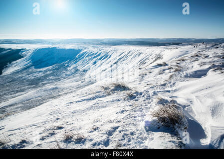 Beautful landscape across Brecon Beacons in Winter Stock Photo