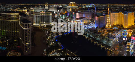 The South Strip at twilight, Las Vegas NV (elevated panoramic view) Stock Photo