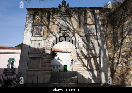 Entrance gate to Sao Jorge Castle in Lisbon, Portugal Stock Photo