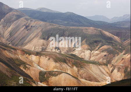 Volcanic landscape with rhyolite formations in Fjallabak Iceland Stock Photo