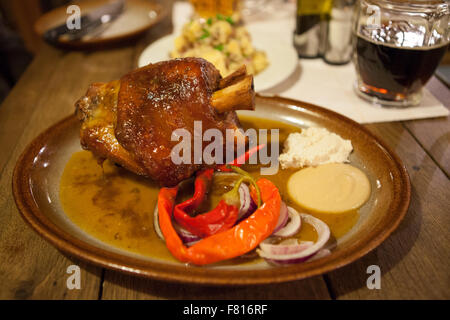 Roasted, pork knuckle, pork knee, koleno, Prague, Czech Republic, Europe Stock Photo