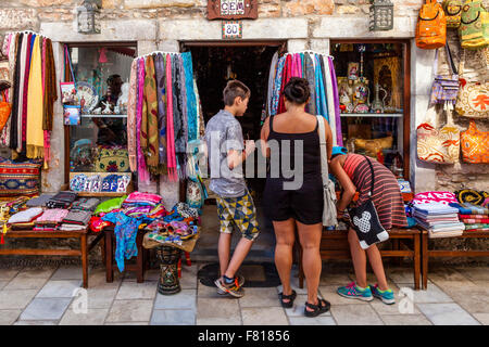 Tourists Shopping In Bodrum Old Town, Bodrum, Mugla Province, Turkey Stock Photo