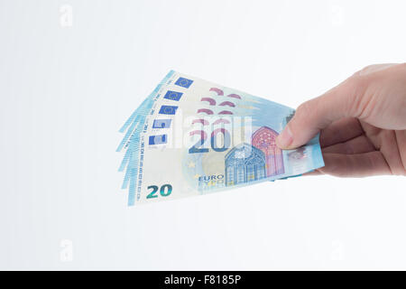 Revised Twenty Euro Note in hand held - revised design Stock Photo