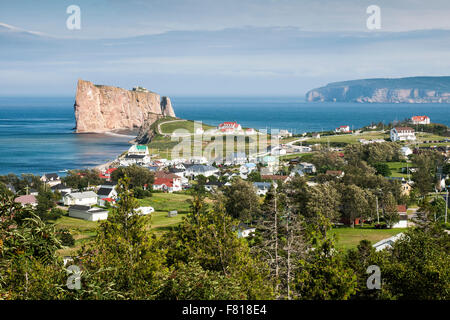 View of the Perce Rock and the Bonaventure Island in Canada Stock Photo