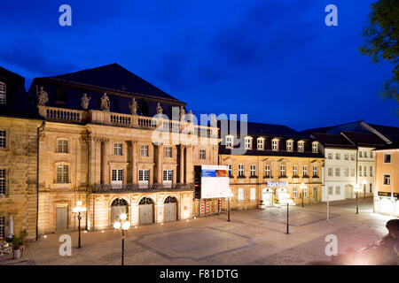 Margravial Opera House, 1748, at twilight, UNESCO World Heritage Site, Bayreuth, Upper Franconia, Bavaria, Germany Stock Photo