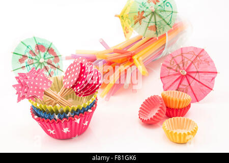 Party accessories on a white background. Stock Photo