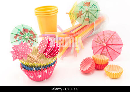 Party accessories on a white background. Stock Photo