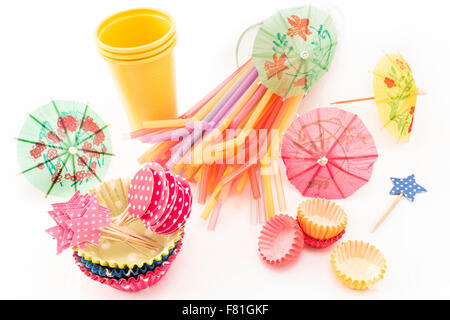 Party accessories on a white background. Stock Photo