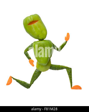 Green ninja made of fresh vegetables on isolated background Stock Photo