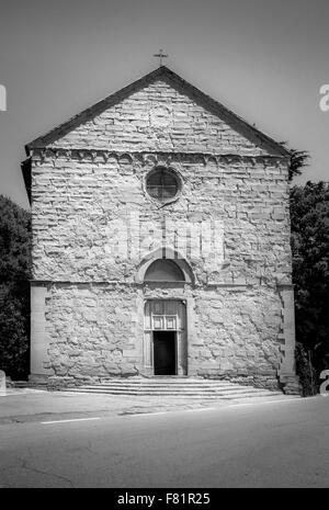 B&W San Domenico church in Cortona city, Italy Stock Photo