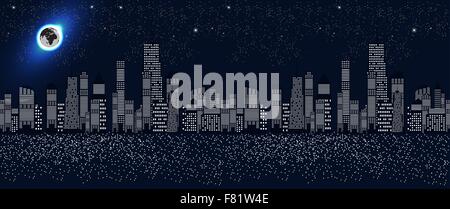Seamless Pattern Vector Illustration of Cities Silhouette. Stock Vector