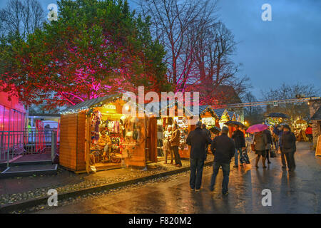 Christmas market in the grounds of Winchester Cathedral Hampshire United Kingdom