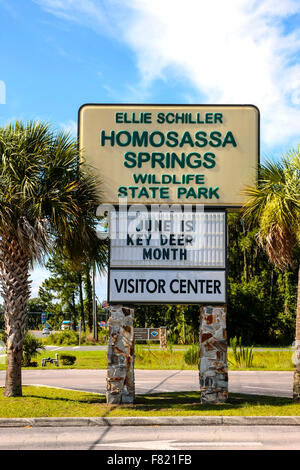 Ellie Schiller Homosassa Springs Wildlife State Park sign in Florida Stock Photo
