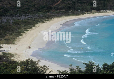 Flamenco Beach nestles in a horseshoe cove on Culebra Island, Puerto Rico. Stock Photo