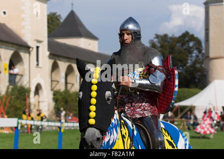 A knight with a shield at Rosenberg Knights Tournament Stock Photo