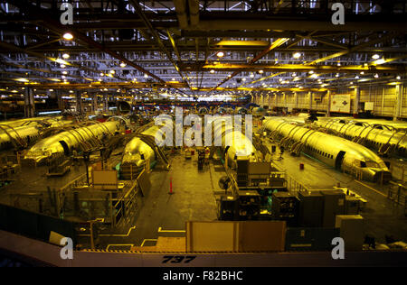 Fuselage construction on the Boeing 737 assembly line at the Boeing ...