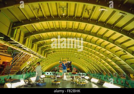 Fuselage construction on the Boeing 737 assembly line at the Boeing plant in Wichita, Kansas. - MODEL RELEASED - Stock Photo