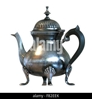 Vintage English style coffee pot isolated on white . Back version. 3D render Stock Photo