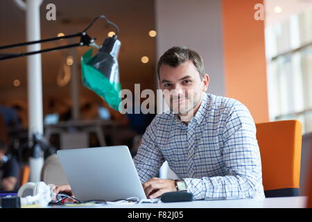 startup business, software developer working on computer at modern office Stock Photo