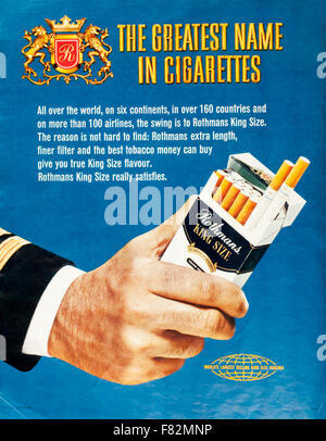 1970s magazine advertisement advertising Rothmans King Size cigarettes. Stock Photo