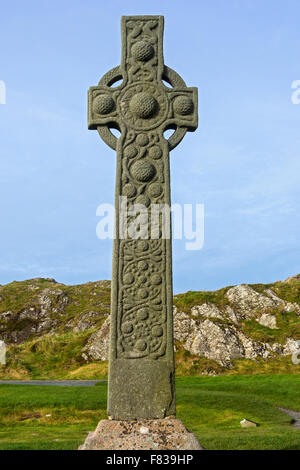 St. Martin's Cross (8th century), Isle of Iona, Inner Hebrides, Scotland, UK Stock Photo