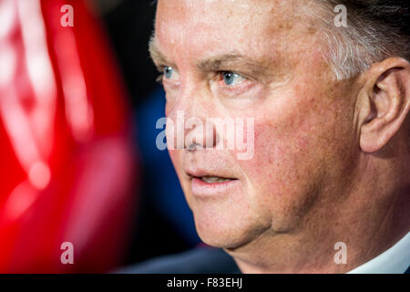 EINDHOVEN - SEPTEMBER 14: Trainer Coach Louis van Gaal portrait during the Champions League match PSV - Manchester United at the Philips Stadium on 14 Stock Photo