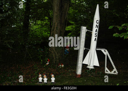 Gnome reserve and wildflower garden West Putford near Bradworthy North Devon Stock Photo