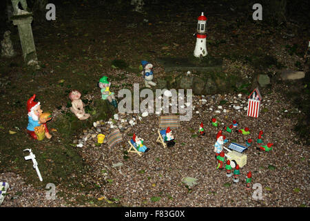 Gnome reserve and wildflower garden West Putford near Bradworthy North Devon Stock Photo