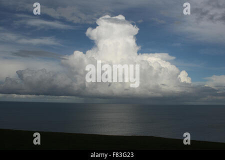 Storm cloud over Cardigan Bay near Aberaeron Ceredigion Stock Photo