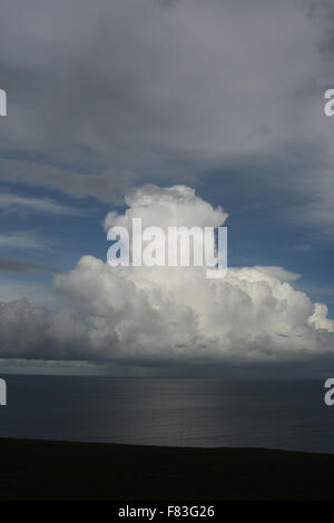 Storm cloud over Cardigan Bay near Aberaeron Ceredigion Stock Photo