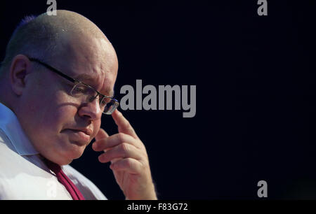 Stassfurt, Germany. 5th Dec, 2015. Chancellery Minister Peter Altmaier (CDU), speaking during the Saxony-Anhalt state party conference of the CDU party, in Stassfurt, Germany, 5 December 2015. The conference is set to decide the manifesto for the regional elections of March 2016. PHOTO: JENS WOLF/DPA/Alamy Live News Stock Photo