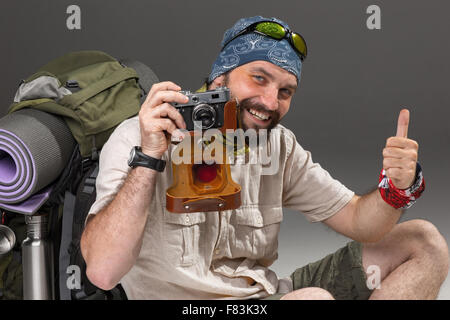 tourist with camera Stock Photo